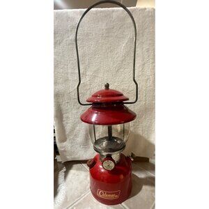 Vintage 1965 Red Coleman Lantern 12" Model 200 A Pyrex Glass Coleman Lantern Mod